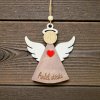 Závěsný dřevěný anděl štěstí 13cm.