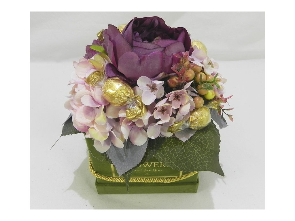FLOWERBOX kvetinový s bonbónmi 24 cm