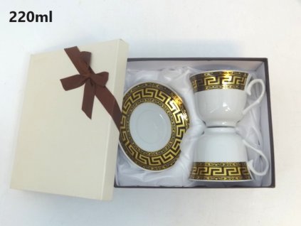 SÚPRAVA porcelánová 2+2 čierna zlatá