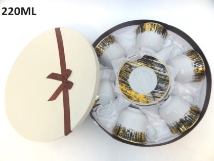 SÚPRAVA porcelánová 6+6 zlatá čierna