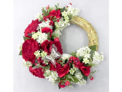 Veniec na dvere s pivóniami 50 cm