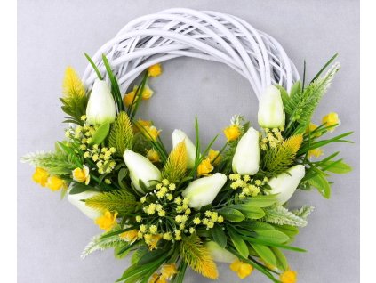 Jarný veniec s tulipánmi 35 cm
