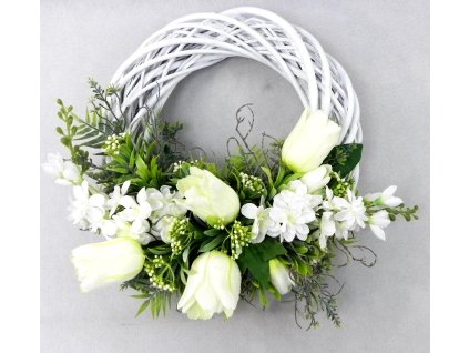 Jarný veniec s tulipánmi 35 cm