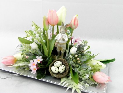 Jarný aranžmán so zajkom 35 cm