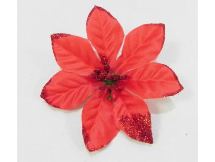 POINSETIA hlava gliter 10 cm ČERVENÁ