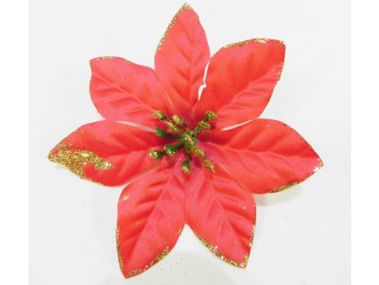 POINSETIA hlava gliter 10 cm ČERVENÁ