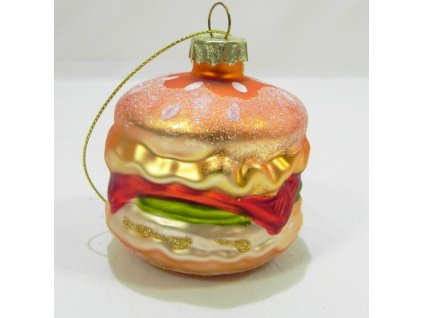 Sklenená ozdoba - hamburger 7 cm