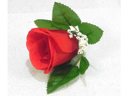 Ruža hlava s lístkami a gypsofilou 10 cm