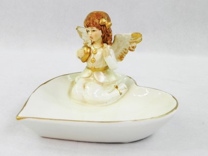 Porcelánový anjel na srdiečku 15 cm