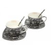 Súprava porcelánová - sivé kvety
