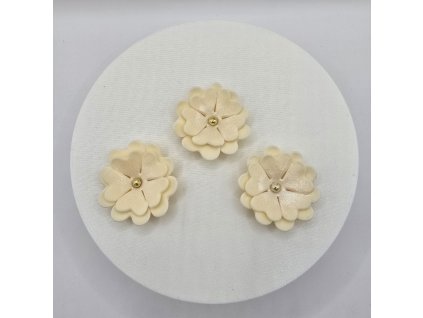 Smotanové krémové kvety na tortu so zlatou perličkou, sada 3ks