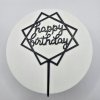 Čierny geometrický zápich Happy Birthday kosoštvorec