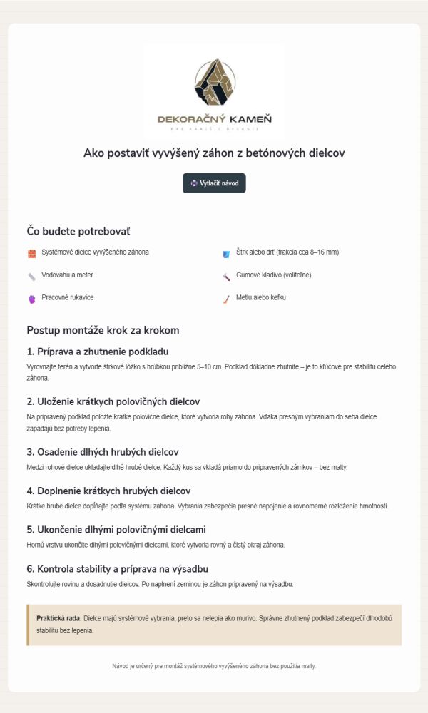 Ako postaviť vyvýšený záhon z betónových dielcov – jednoduchý postup