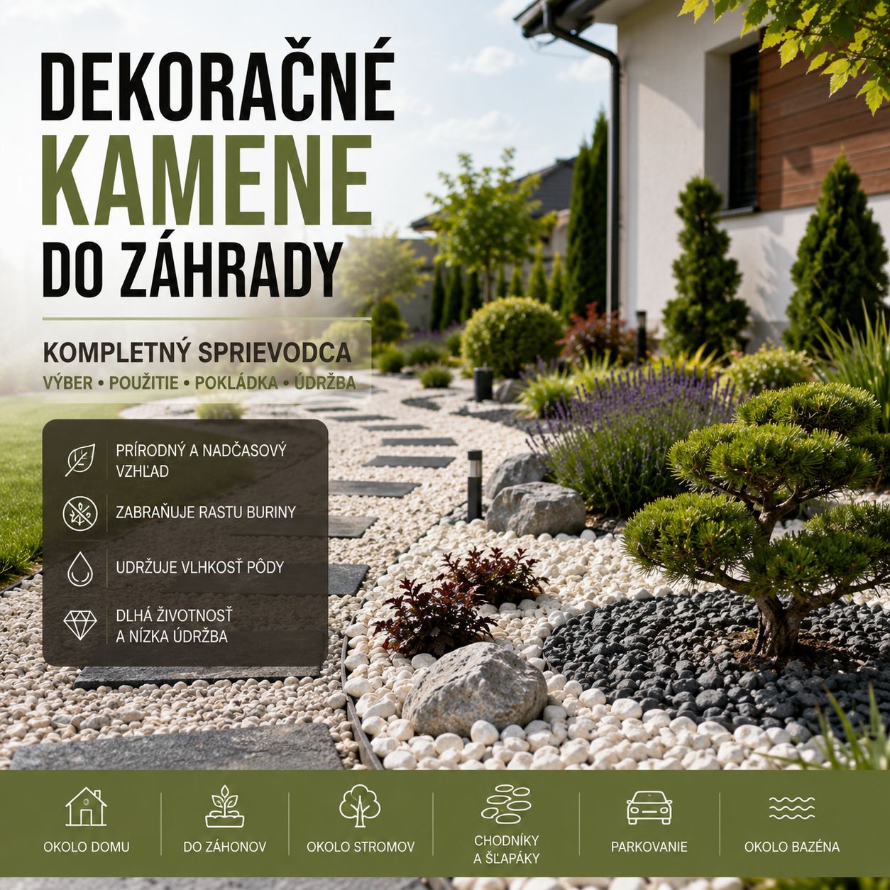 Dekoračné kamene do záhrady – výber, použitie, pokládka a údržba