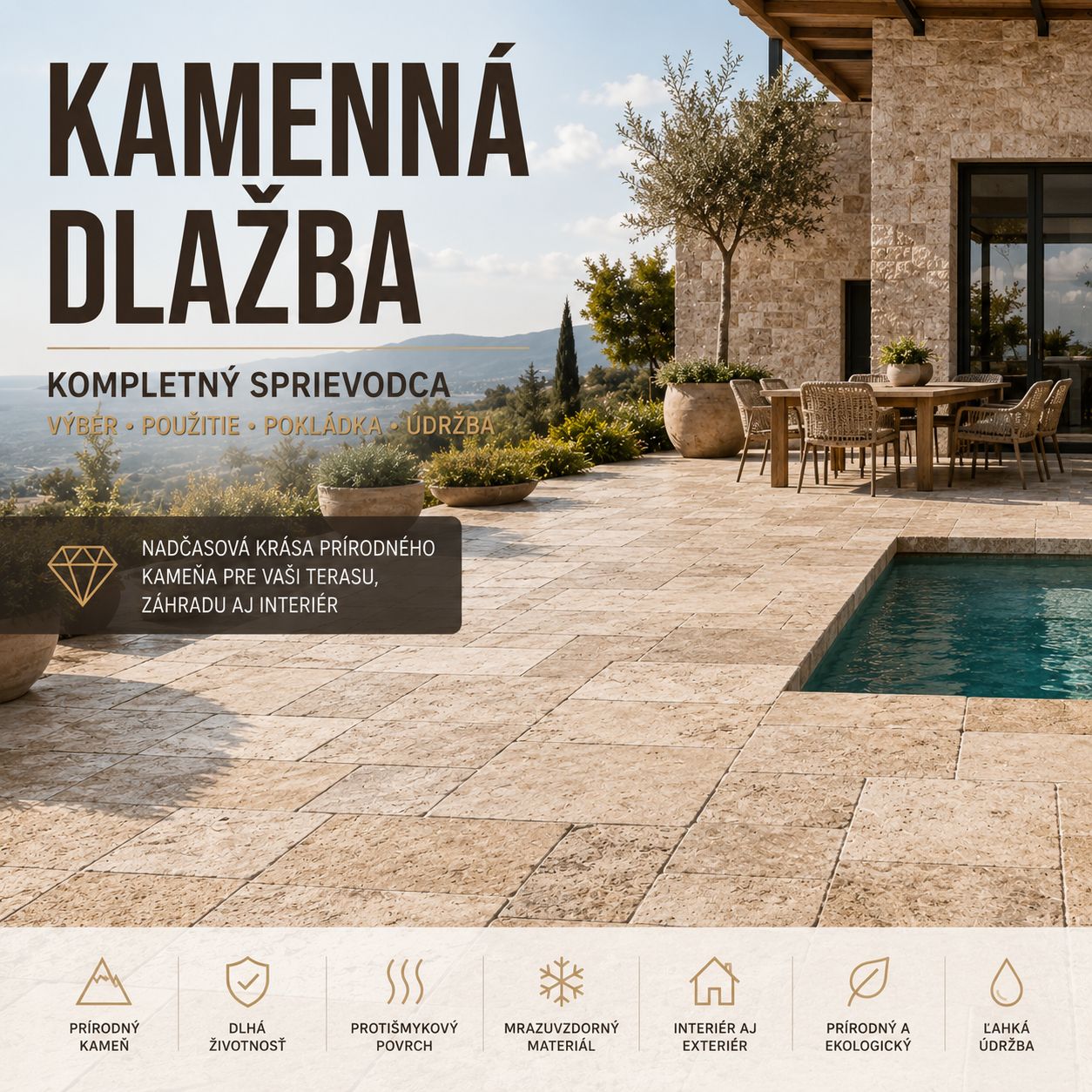 Kamenná dlažba – kompletný sprievodca výberom, použitím, pokládkou a údržbou (2026)