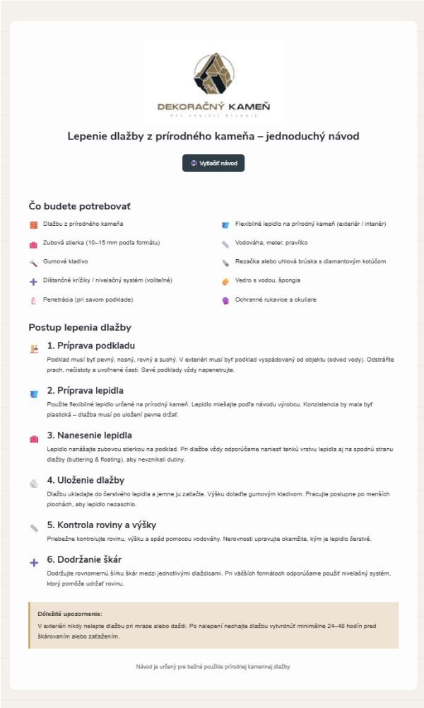 Lepenie dlažby z prírodného kameňa – jednoduchý návod