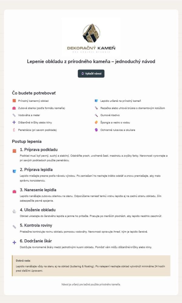 Lepenie obkladu z prírodného kameňa – jednoduchý návod