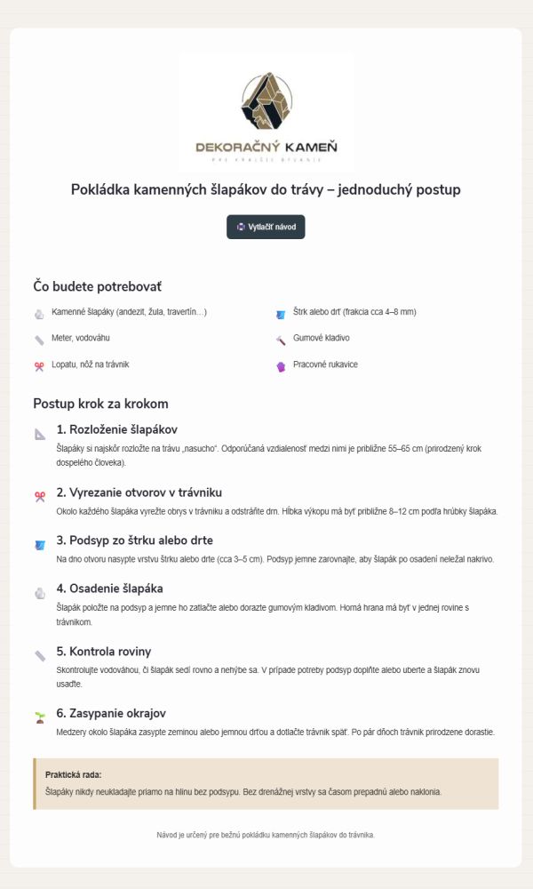 Pokládka kamenných šlapákov do trávy – jednoduchý postup