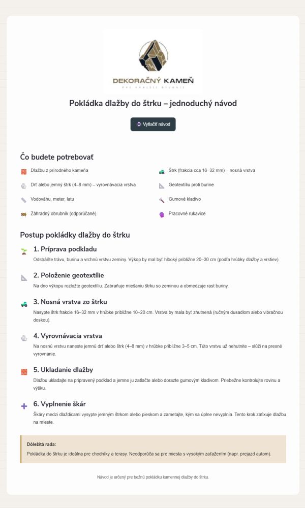 Pokládka dlažby do štrku – jednoduchý návod