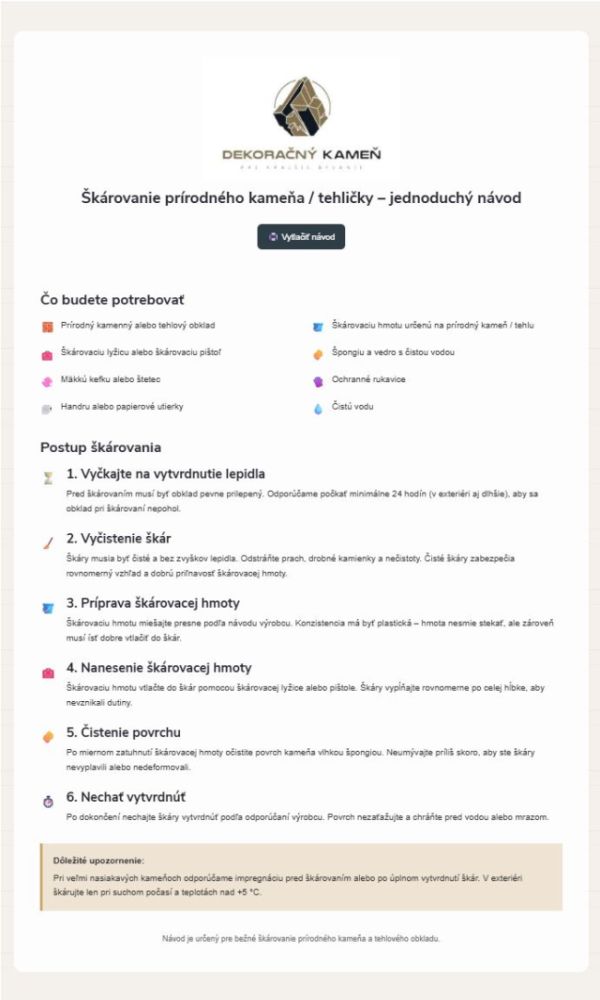 Škárovanie prírodného kameňa / tehličky – jednoduchý návod