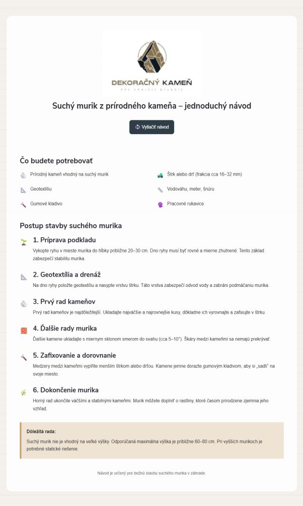 Suchý murik z prírodného kameňa – jednoduchý návod