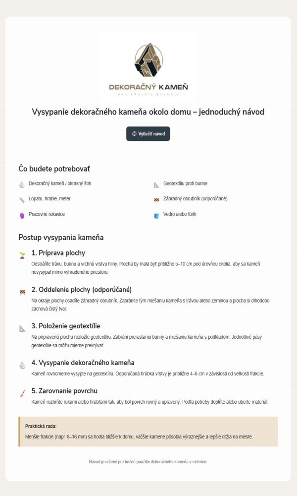 Vysypanie dekoračného kameňa okolo domu – jednoduchý návod