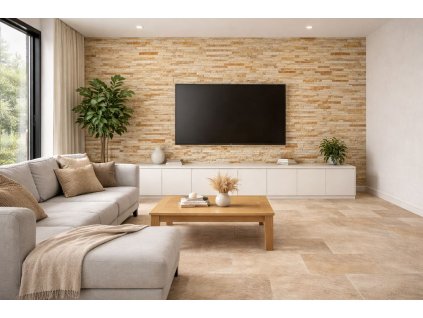 teakwood kamenny obklad za televizor