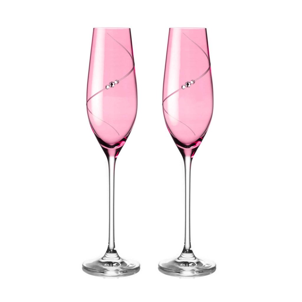 pink silhouette gravirovane svatebni sklenice na sampanske a prosecco