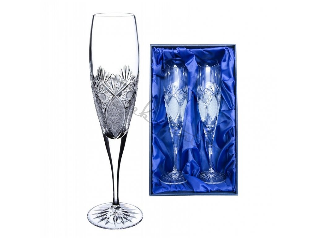 ručně broušené sklenice na šampaňské exclusive v dárkovém saténovém balení 2ks