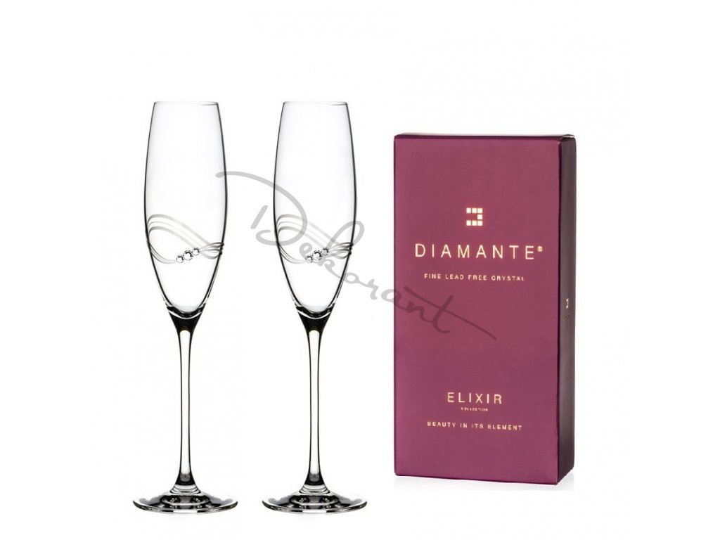Diamante sklenice na šampaňské Desire s krystaly Swarovski 215 ml 2KS