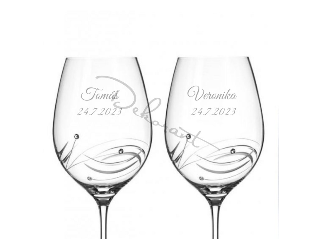 Svatební sklenice na červené víno Lunar s krystaly Swarovski 470 ml 2KS
