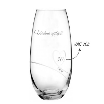 Váza VŠECHNO NEJLEPŠÍ se Swarovski kamínky Romance 25 cm