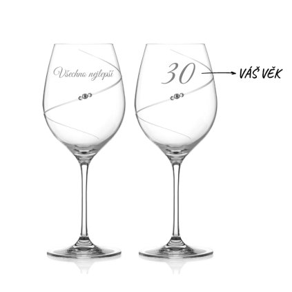 Sklenice na víno Silhouette City s kamínky Swarovski 470 ml 2KS VŠECHNO NEJLEPŠÍ