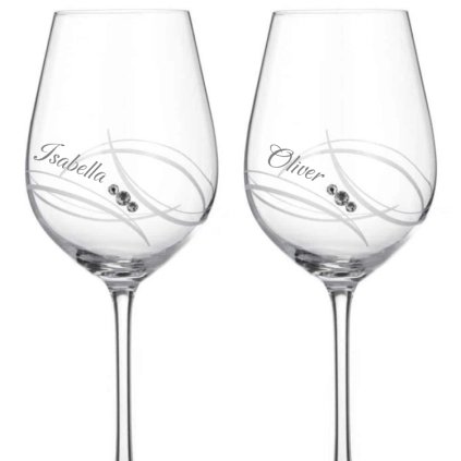 Svatební sklenice na bílé víno Apollo s krystaly Swarovski 360 ml 2KS
