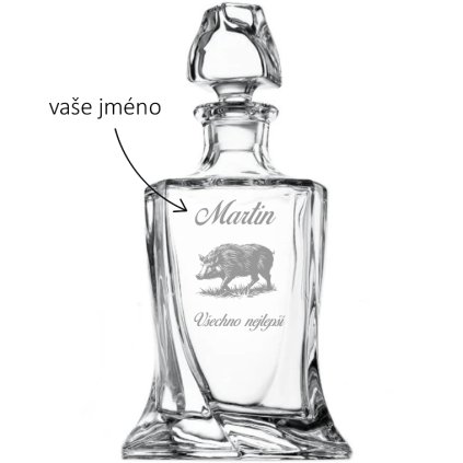 Křišťálová karafa na whisky pro myslivce DIVOČÁK