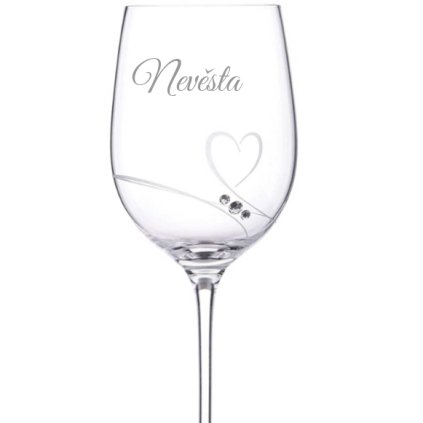 Sklenice na víno pro nevěstu se Swarovski krystaly Romance 1KS NEVĚSTA