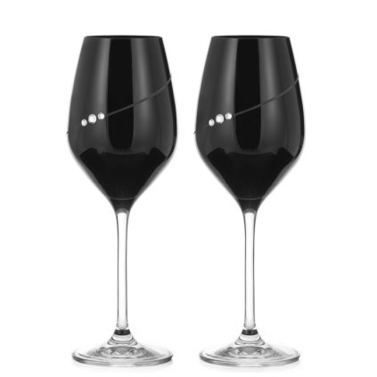 Diamante sklenice na bílé víno Silhouette City Black s krystaly Swarovski 360 ml 2KS