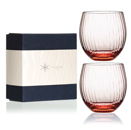 Květná 1794 ručně foukané skleničky na nealko nápoje Tethys Rozalín 520 ml 2KS