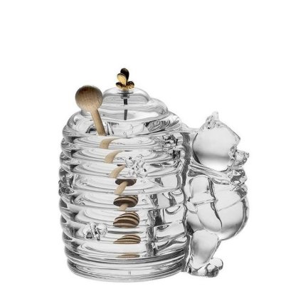 Aurum Crystal skleněná dóza na med Medvídek Pú 22 cm