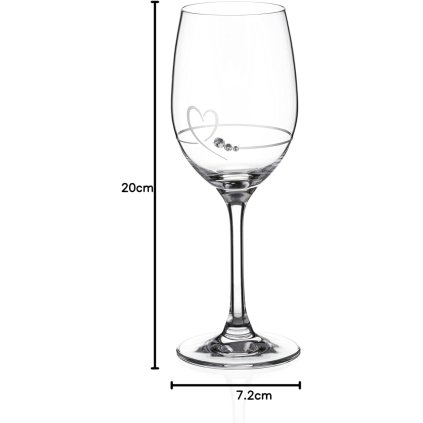 Diamante sklenice na bílé víno se Swarovski krystaly Petit Heart 240 ml 2KS