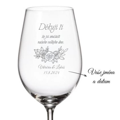 Děkovná svatební sklenička DĚKUJI 350 ml 1 KS