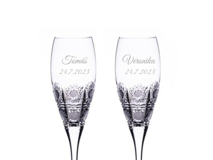 Svatební ručně broušené sklenice na šampaňské 500pk 150 ml 2KS