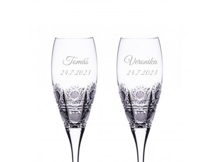 Svatební ručně broušené sklenice na šampaňské 500pk 150 ml 2KS