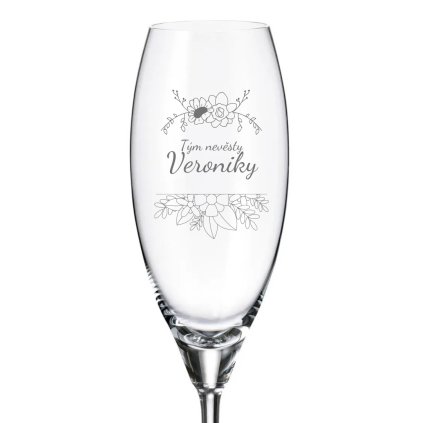 Sklenička na rozlučku se svobodou TÝM NEVĚSTY KVĚTINY 290 ml 1KS