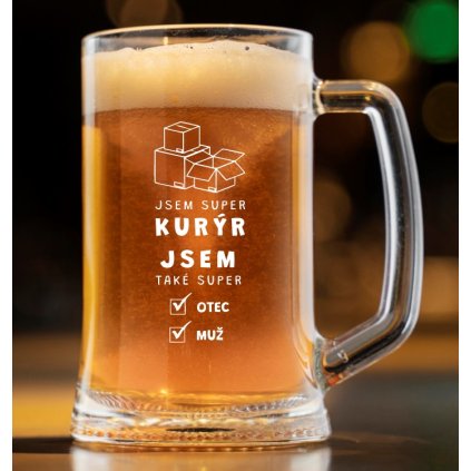Pivní půllitr pro kurýry SUPER KURÝR SUPER MUŽ
