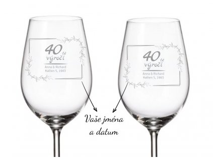 Skleničky k výročí na bílé víno RÁMEČEK