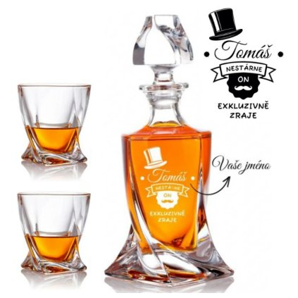 Bohemia Crystal křišťálový whisky set s gravírováním ON NESTÁRNE 1+2