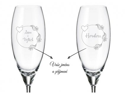 Svatební sklenice na šampaňské KRUH KVĚTINY