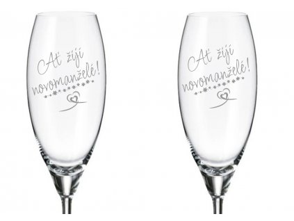 Svatební sklenice na šampaňské AŤ ŽIJÍ NOVOMANŽELÉ!