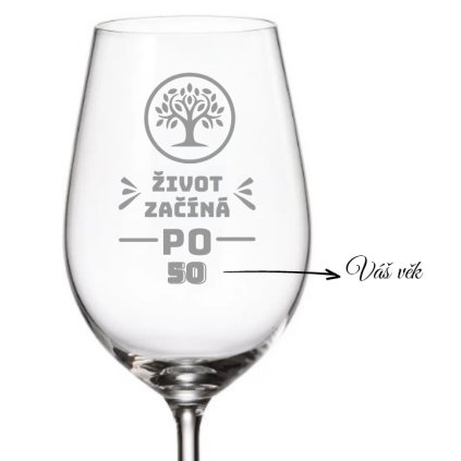 Sklenička na víno k narozeninám ŽIVOT ZAČÍNA
